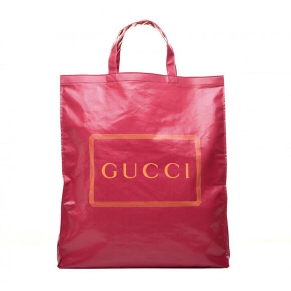 GUCCI Pink Coated Canvas Montecarlo Frame Logo Large Vertical Tote Bag - Picture 1 of 16